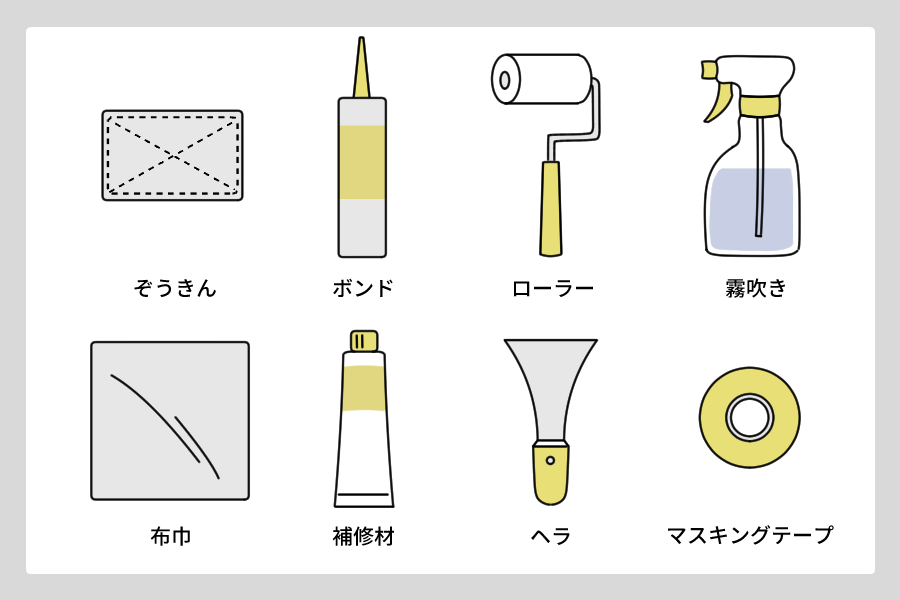 補修キットで穴や傷を直す